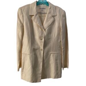 Womens VTG USA Gruppo Americano size 12 Linen Skirt And Jacket Shimmer Ivory